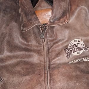 Distressed leather coat